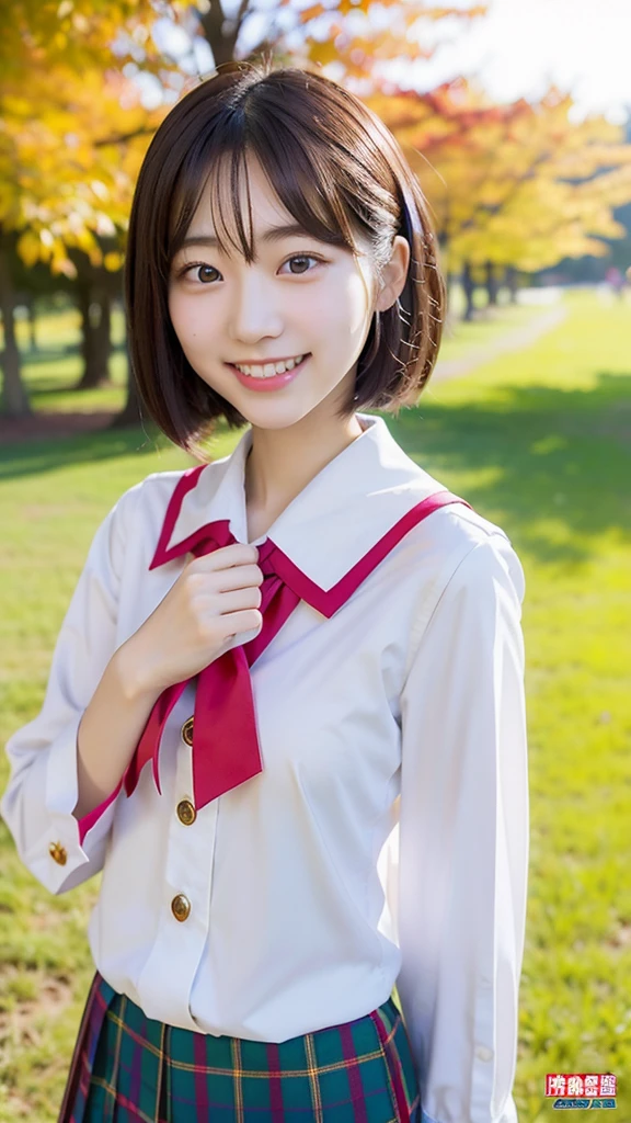 incredibly absurd, beautiful and cute 20-year-old Korean girl with a photorealistic face, showcasing top-quality craftsmanship. Her slender frame adorned with short, messy hair. The artwork high-resolution, allowing for ultra-detailed features to be captured flawlessly. The girl is wearing School Costume. The focus lies on the realistic pupils, showcasing depth and emotion. ((breasts out)) cute smile.