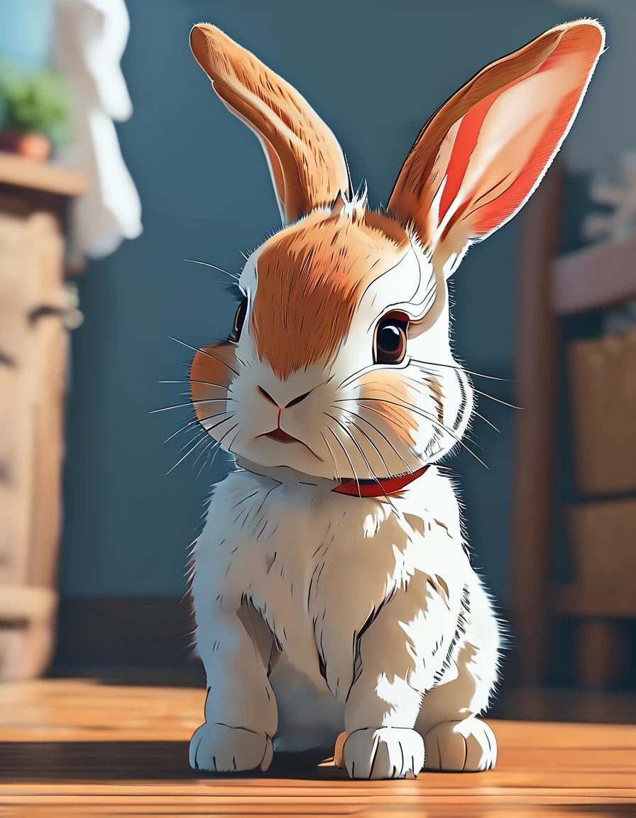 A cute baby rabbit facing forward（Make it anime style）