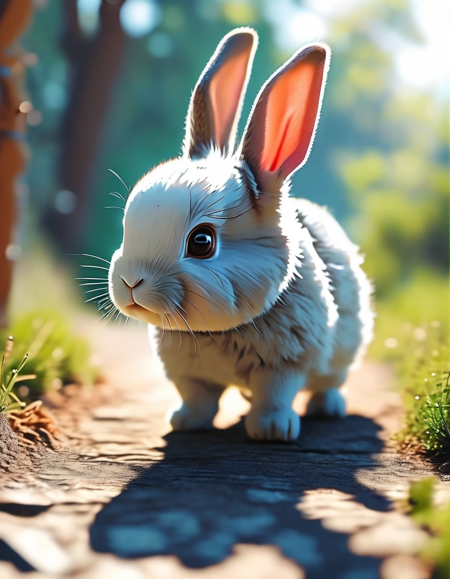 A cute baby rabbit facing forward(Make it anime style)