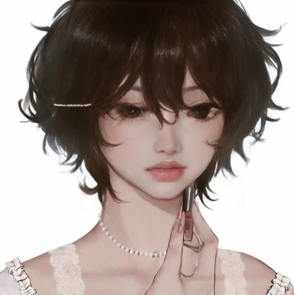 Taehyung Kim, taehyung kom from bts, a close-up of a person with lipstick in their hand, kawaii realistic portrait, anime realism style, estilo semi-realistic anime, semi-realistic anime, realistic anime art style, realistic anime art style, cute anime portrait, no art style by bowater, anime style portrait, Awesome anime face portrait, young realistic anime, portrait anime boy, Taehyung from bts, Kim Taehyung