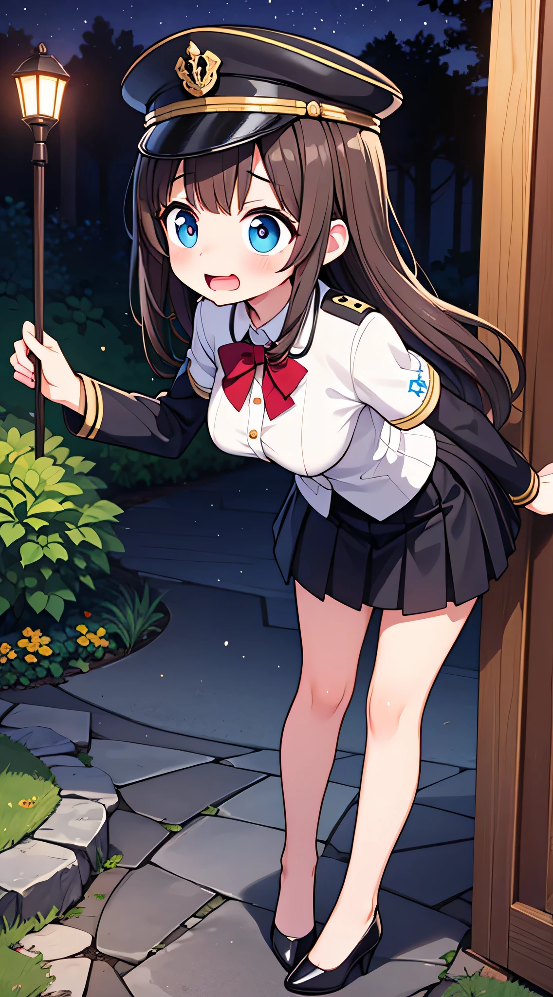 {Highest quality], [Super beautiful], [Ultra fine], [Best illustration], NSFW,Brown Hair,Clear,bangs,Semi-long,girl,Bending Woman ,Punishment,Slender women,Adult women,Uniform cap,Woman in suit,White Shirt,Short sleeve, Long black straight skirt, A woman wearing plain black pumps,Bare feet and pumps,Breast shaking,In the woods at night,Garden,Voyeur,(1 male),Chin,sex,,Man and woman having sex,creampie,A man stands behind a woman,Leaning forward,Sperm dripping,Large,A lot of sperm on the ground, exposed,激しいsex,rape, Troubled eyebrows,smile,Embarrassed,Drooling,be patient,vagina,Man pulling woman&#39;s hand,From the back,