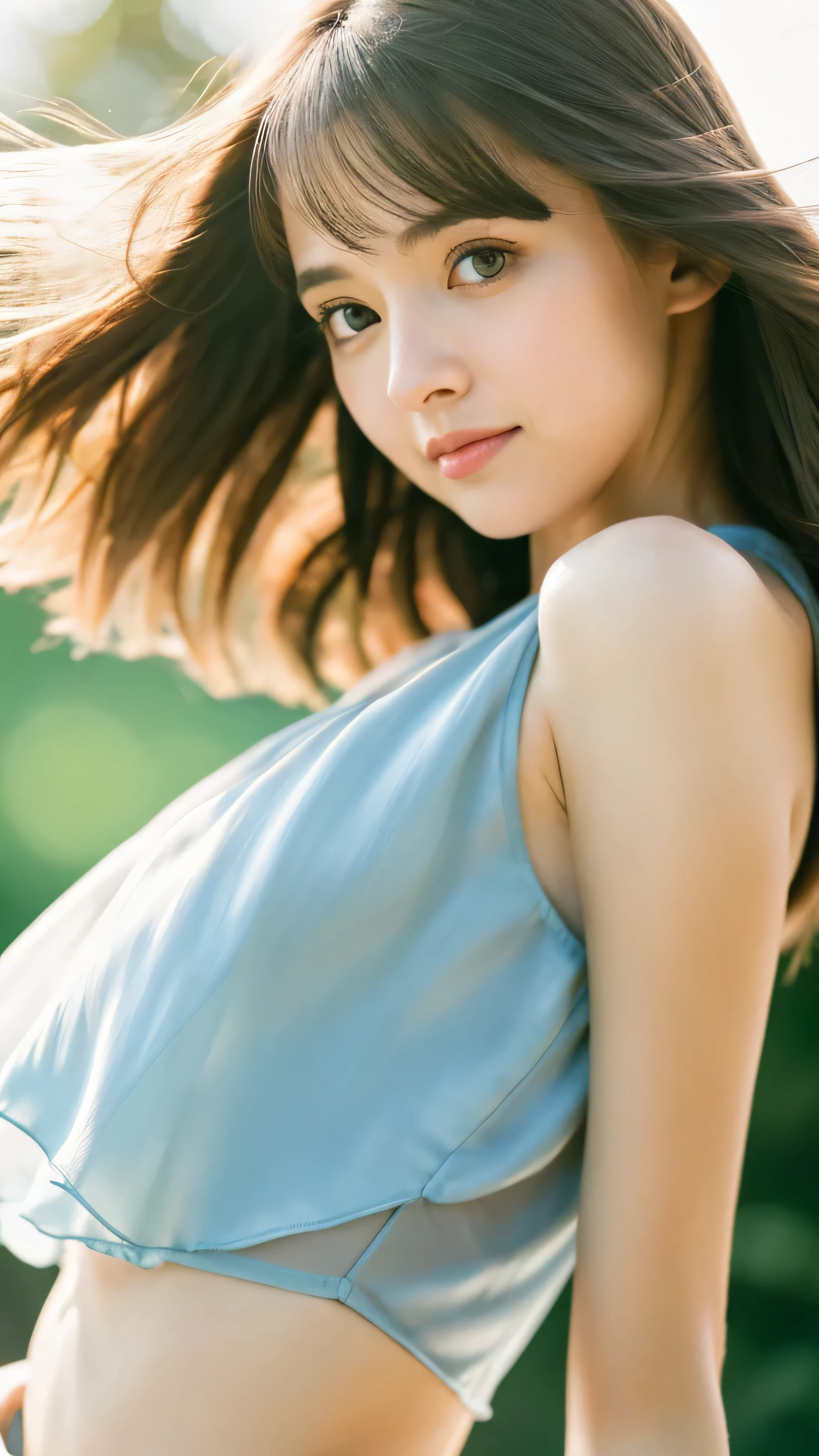 (Random Nationality):1.5, masterpiece, Highest quality, 8K, 20th Generation, (Large Breasts:1.2), cute, alone, sad, close, cute, Girlish, Delicate girl, Pure beauty, RAW Photos, Professional photography, Portraiture, Soft Light, Professional Lighting, Backlight, Upper Body, avert your eyes, Sophisticated, Film Grain, (Eyes and facial details:1.0), Beautiful straight hair, Hair swaying in the wind, Silk blouse, Random hairstyle