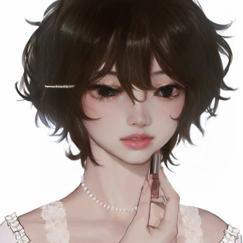 Taehyung Kim, taehyung kom from bts, a close-up of a person with lipstick in their hand, kawaii realistic portrait, anime realism style, estilo semi-realistic anime, semi-realistic anime, realistic anime art style, realistic anime art style, cute anime portrait, no art style by bowater, anime style portrait, Awesome anime face portrait, young realistic anime, portrait anime boy, Taehyung from bts, Kim Taehyung
