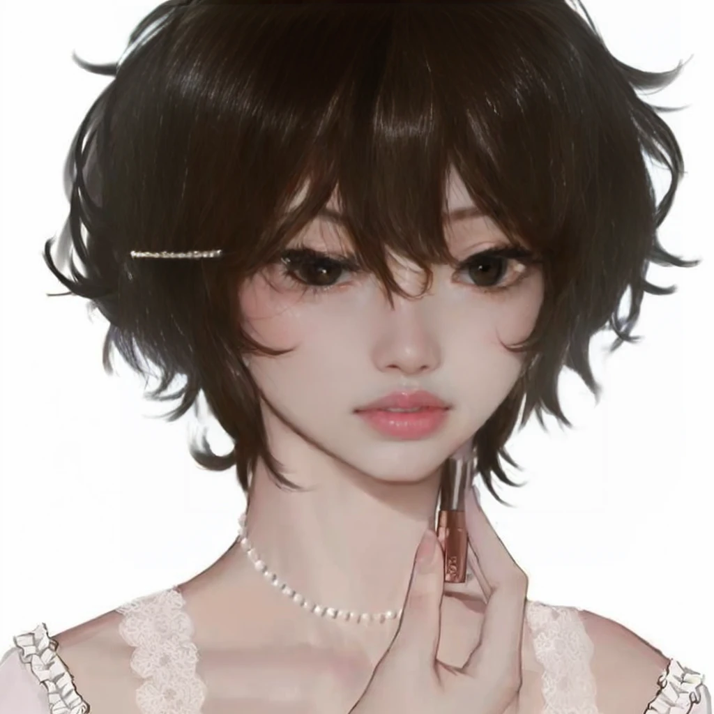 Taehyung Kim, taehyung kom from bts, a close-up of a person with lipstick in their hand, kawaii realistic portrait, anime realism style, estilo semi-realistic anime, semi-realistic anime, realistic anime art style, realistic anime art style, cute anime portrait, no art style by bowater, anime style portrait, Awesome anime face portrait, young realistic anime, portrait anime boy, Taehyung from bts, Kim Taehyung