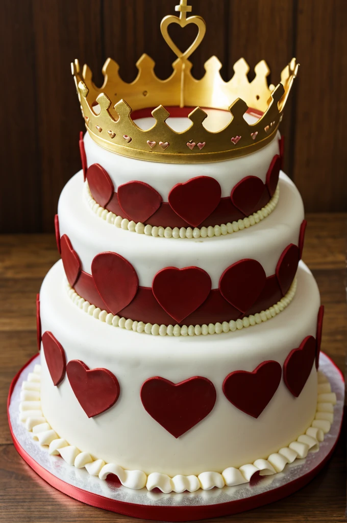 A cake surrounded by a crown of hearts 