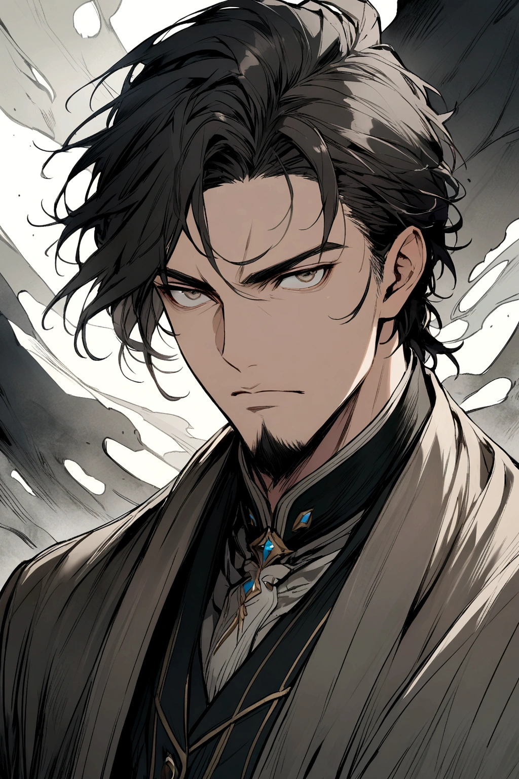 boy, goatee, Bblack hair, eyes browns, dark
