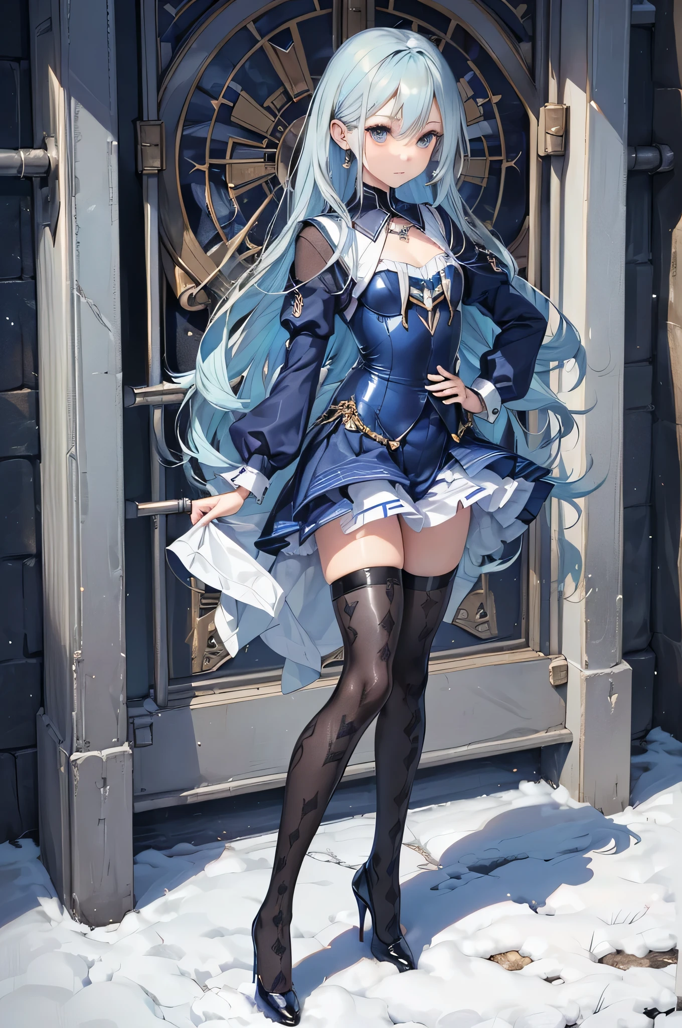 Highest quality、One Girl、10 years old、、Full body portrait、Perfect five-fingered hand、Celia Claire, Celia Claire、Embarrassed face、Perfect、Perfect Arms、Perfect Legs、Detailed Description、The finer details、Detailed face、White skin、Plump legs、Back view、turn around、look back、Poses that accentuate the buttocks、White panties、Lace panties、I can see your pants、Skirt flip、Lift up your skirt、Sexy pose