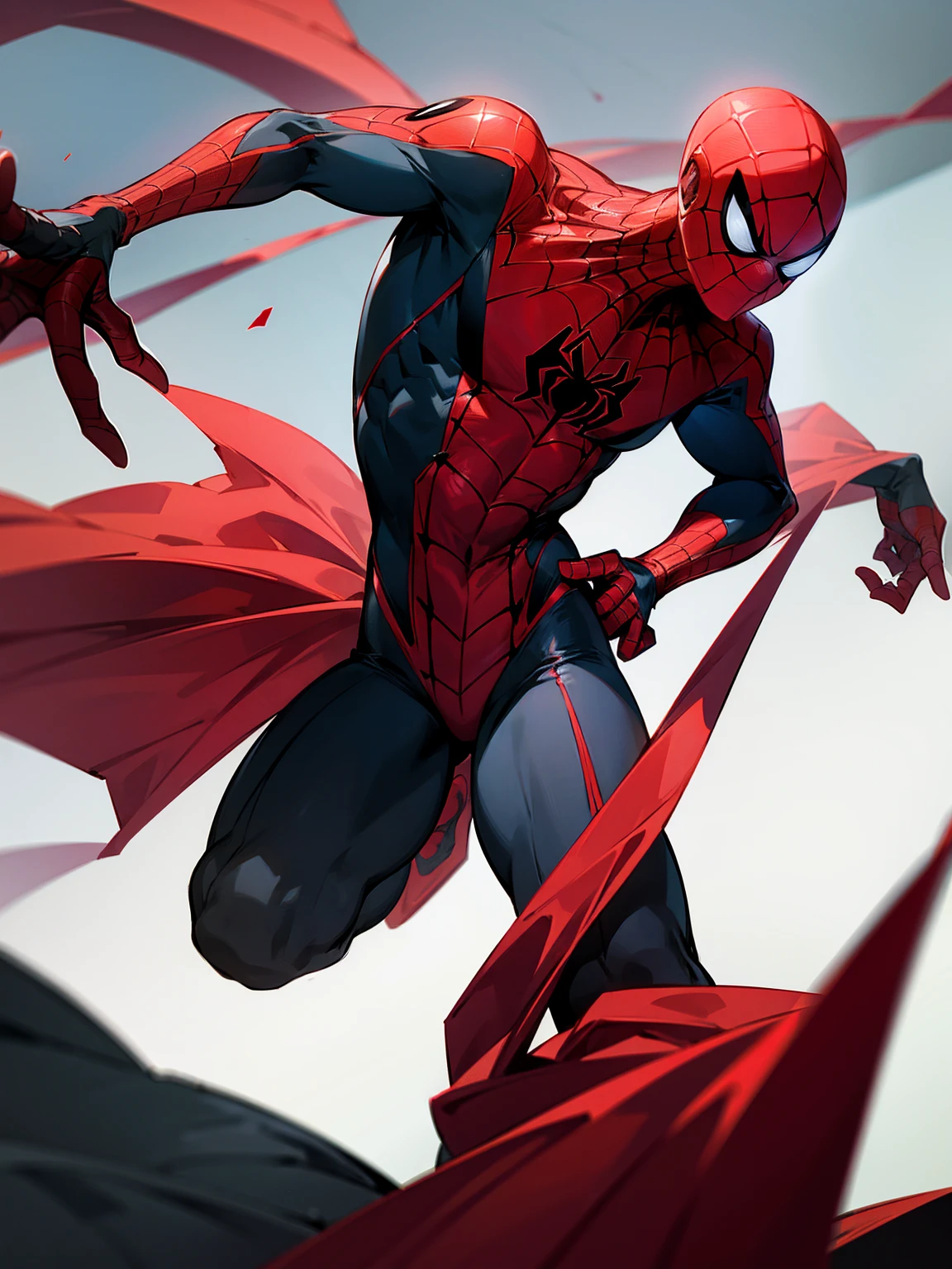 1male, red and black spiderman suit