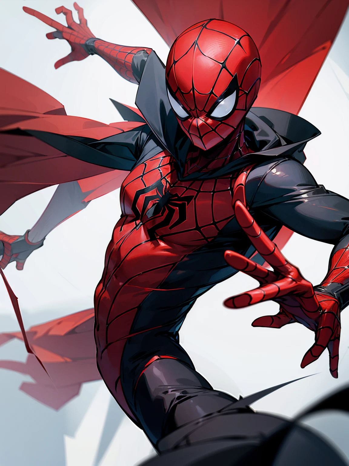 1male, red and black spiderman suit