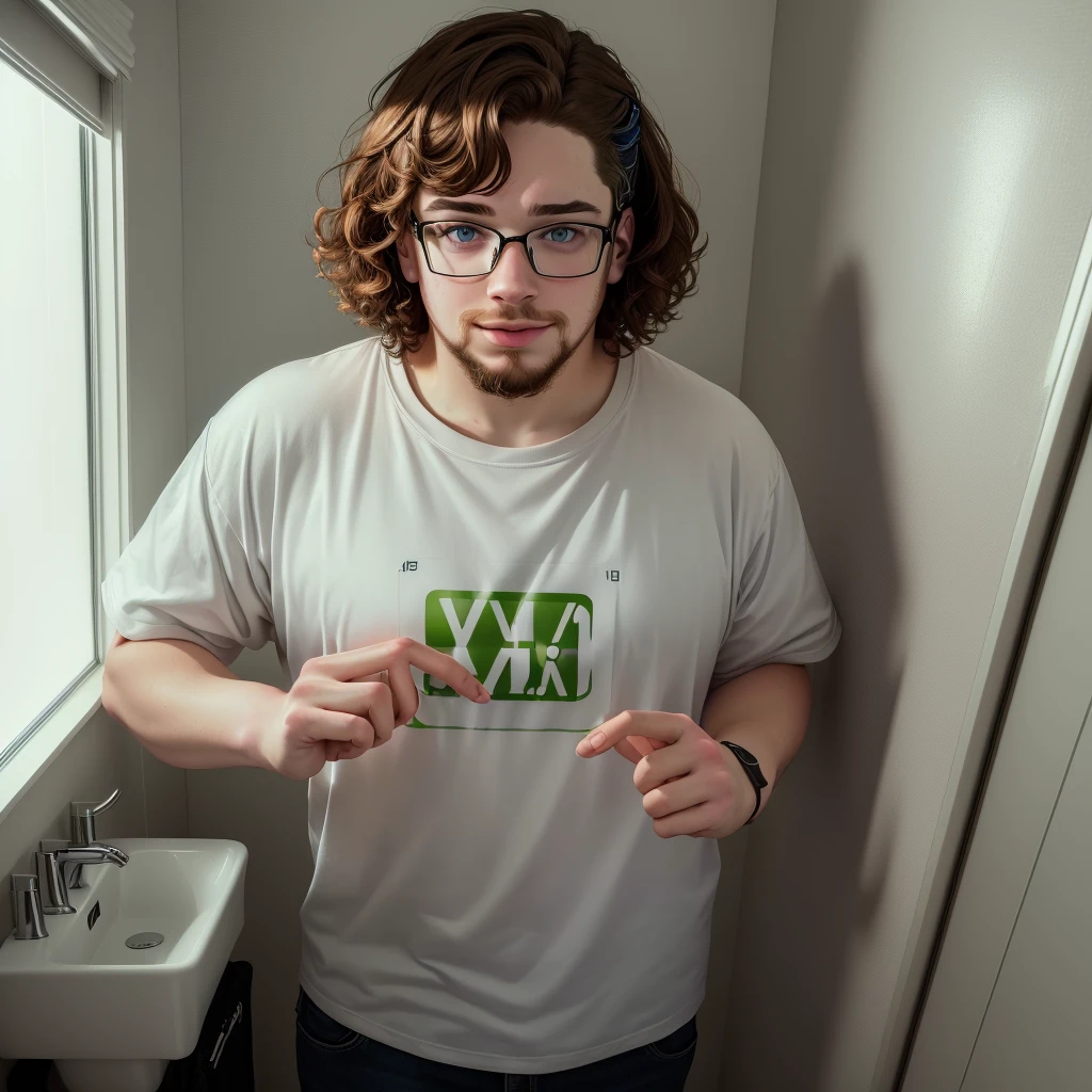 someone is showing a sign with their fingers in a bathroom, youtuber, youtube, youtube thumbnail, irish youtuber, youtube clickbait, twitch streamer / gamer ludwig, youtube video screenshot, youtube video, sam hyde, v tuber, jerma 9 8 5, jerma985, twitch streamer, trending on youtube, low quality video, video