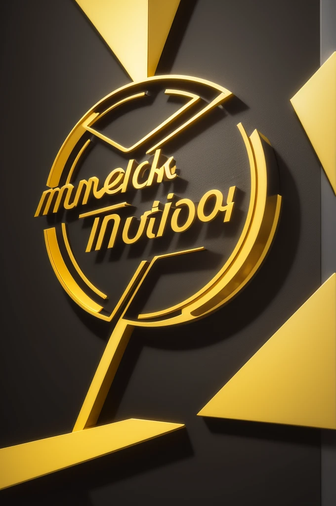 Make a company logo , com raios , with black background and yellow or gold elements