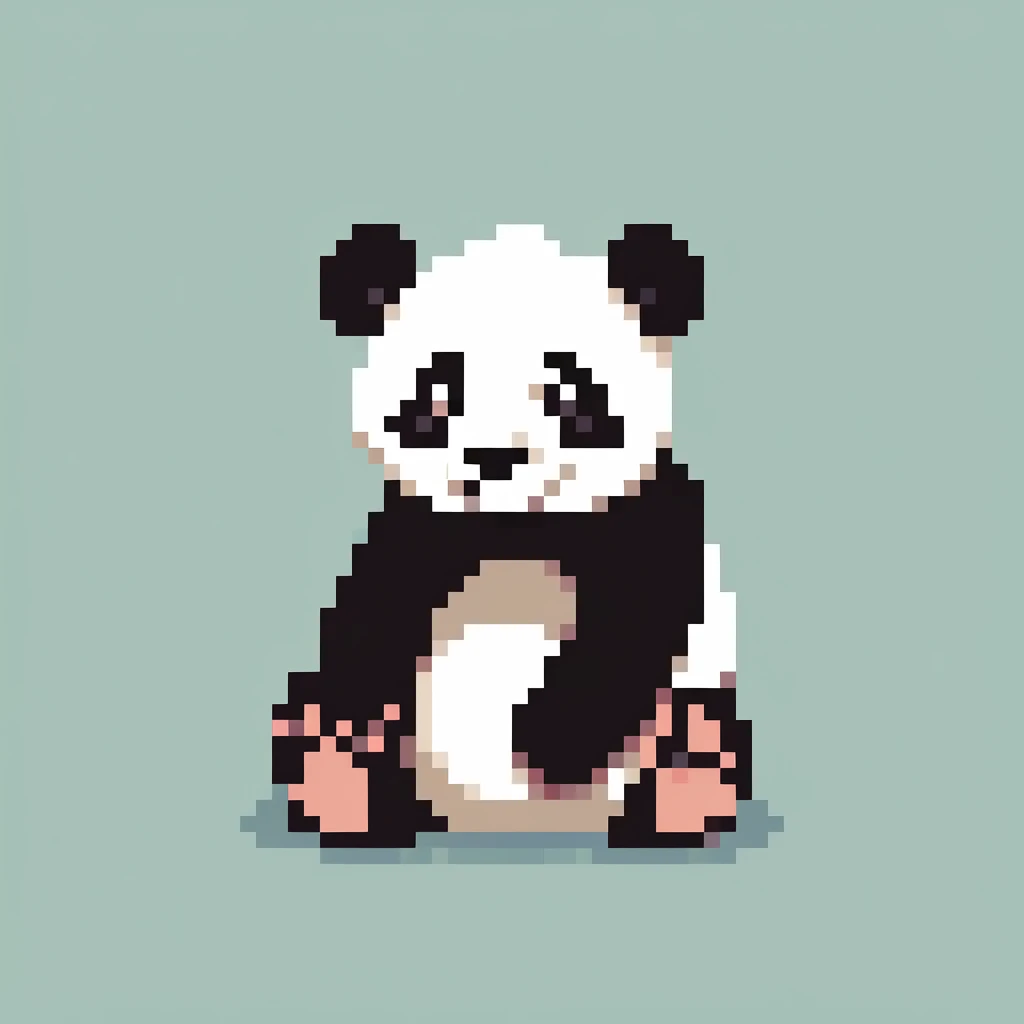 Panda, Pixel art, PixArFK,