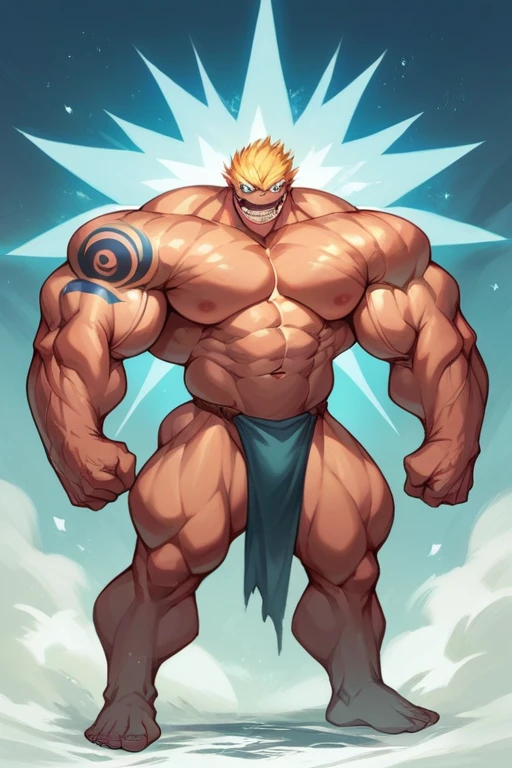 high resolution　high quality　wonderful　Big Giant　Muscles that swell　Uplifting　Big muscles　Thick arms　Thick legs　Japanese tattoo on upper body　loincloth　Eye power　Sharp Eyes　reality