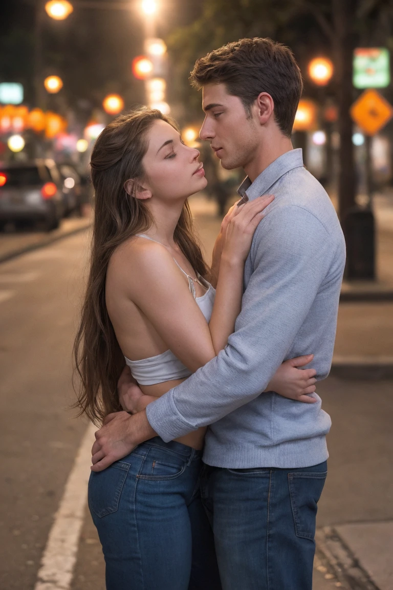 BREAK raw picture , Realistic Photography , handsome men , beautiful female romance, street
