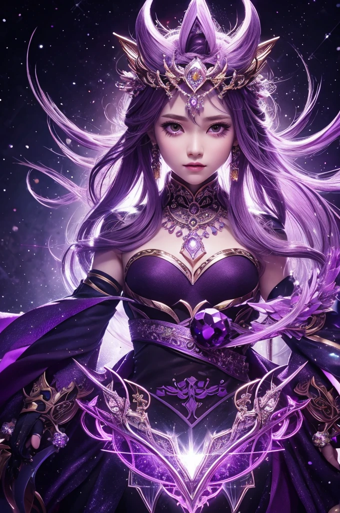 Based on the purple of amethyst、god々しい女god様、Official Art, Unity 8k Ultra Detailed, beautiful and aesthetic, high quality, beautiful, masterpiece, 最high quality, (zenTangle, Mandala, Tangle, enTangle:0.6),