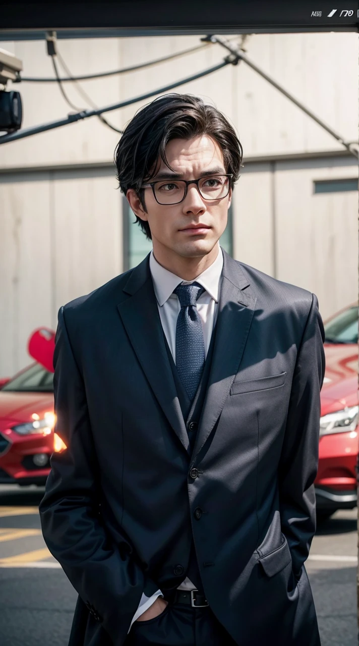 Create image without changing my face in the look of Clark Kent in a suit