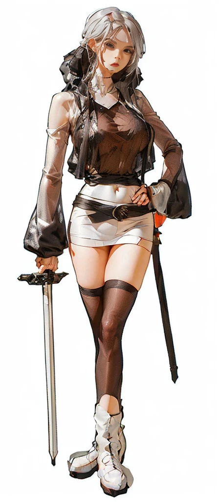 ((Upper shouldescial closeupigboobs, looking at viewe, Anime big breasts, Standing Painting, Viewing angle, Foreshortening, Foreshortening, 8K, Super Detail,Silver Hair,Endless Reality, Gray background, Standing Painting, 8K, Super Detail, 1080P, Women HD,woman, 16K, high resolution, best quality, high quality, Anatomically correct, masterpiece, precise, Ultra HD,Black silk tulle,No light effect