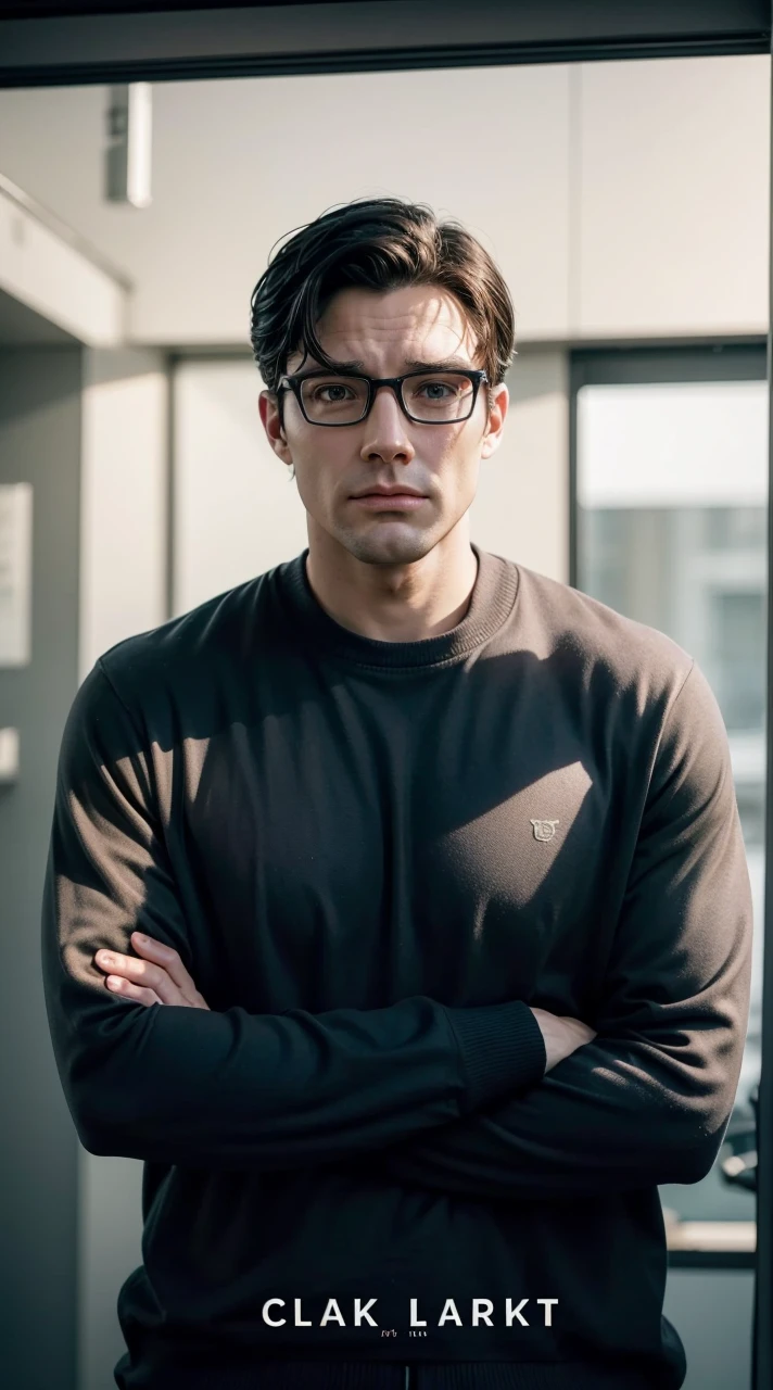 Create image with my face 100% identical to Clark Kent's look in a suit