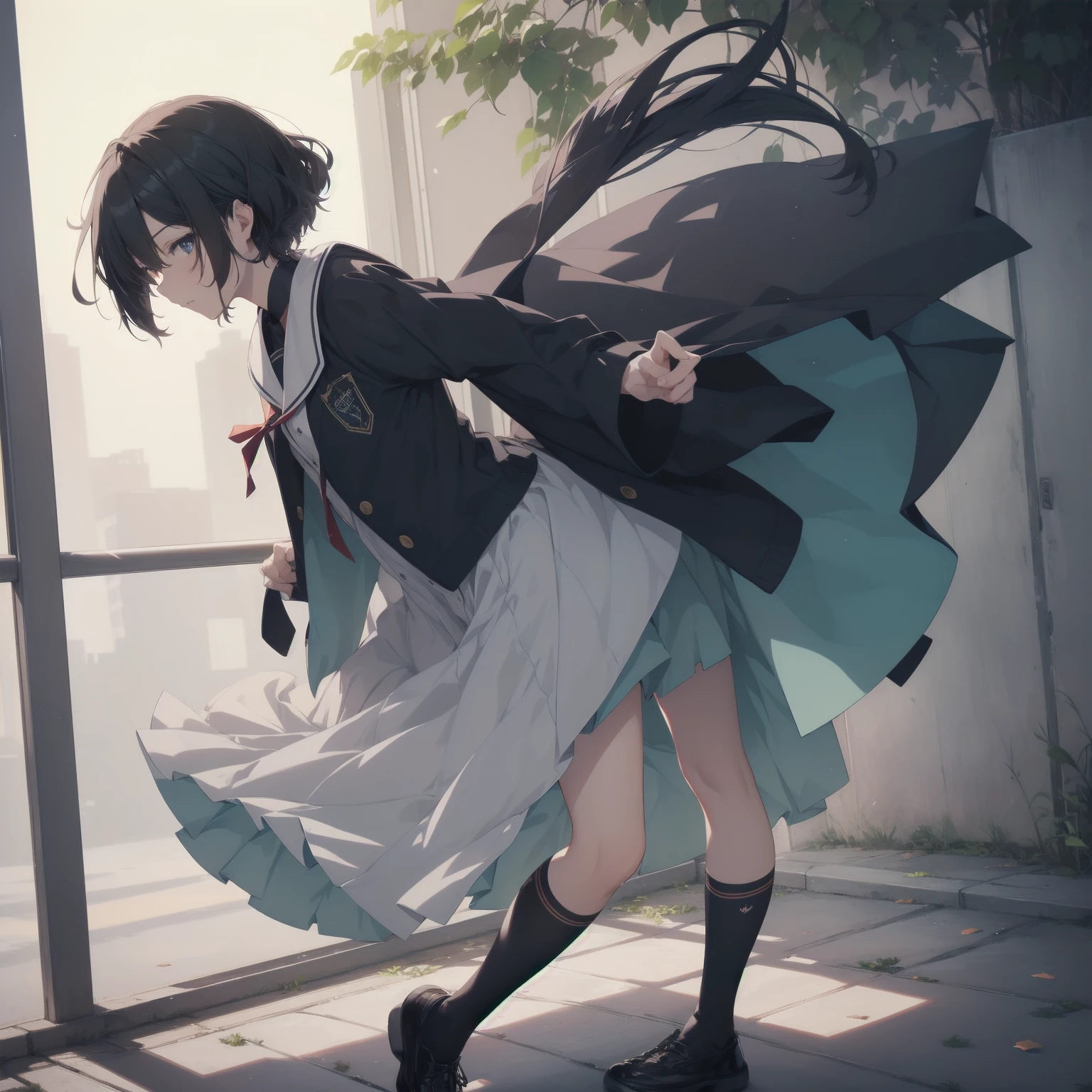 ultra-absurdres-Top quality by artist God, ultra-detailed, high resolution, anime moe artstyle, best anime 8k konachan wallpaper, pixiv contest winner, pool:2810, perfect anatomy,break, 1girl, (Please draw a girl walking sleepily to school alone. )break,(Solo,little female, 13-year-old:1.3),Full limbs, complete fingers,a junior high school student, (very short hair), short cut, flat chest, , small butt, small black eyes, beautiful detailed eyes, well-proportioned iris and pupils, expressive eyes, highres detailed hair, soft expression, salor school_uniform, sailor collar, serahuku, bow, pleated skirt,(Detailed Lighting), (Detailed background), in the School commute route. break,super detailed skin, Best cinematic lighting powered by famous artist, 8k,beauty illustration,photoshop_(medium),very aesthetic,break,((artist:yuuji_(and) )), artist:clamp ,artist:carnelian ,artist:kantoku ,
