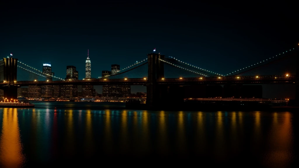 Brooklyn bridge background starly night shine８K　RAW Photography　