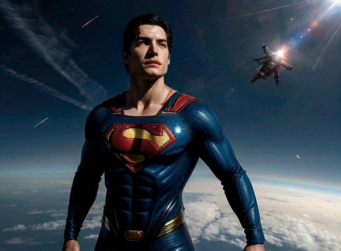 superman flies into space