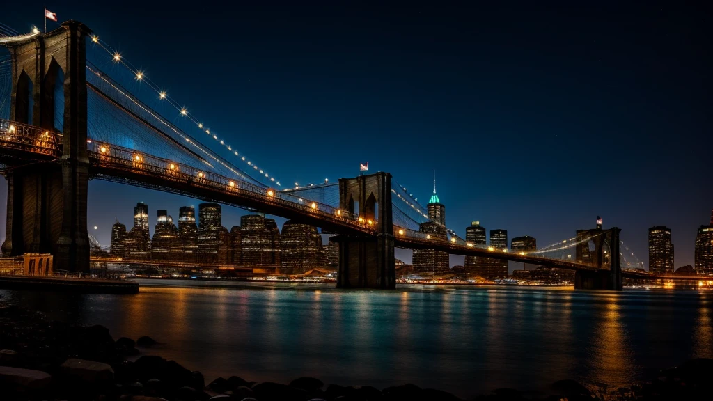 Brooklyn bridge background starly night shine bright8K RAW Photography