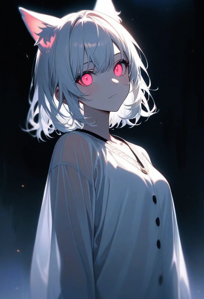 1girl, anime, cat ears, (((glowing translucent catgirl, best quality, masterpiece, raw photo:1.1, transparent body, light white body:1.1, white aura, ghost light, Dynamic lighting)))
