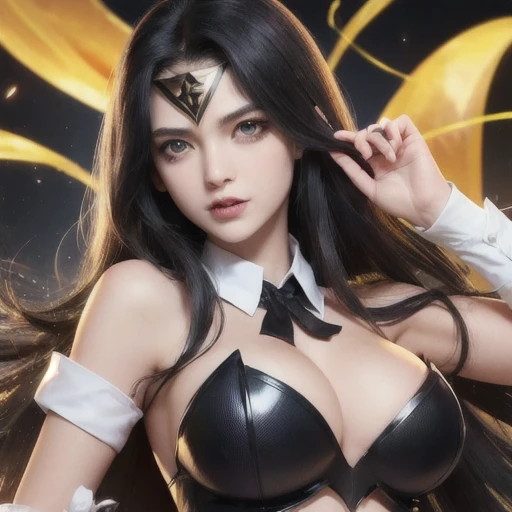 Zatanna zatara justice league jujutsu kaisem yellow eyes and sardines on her face