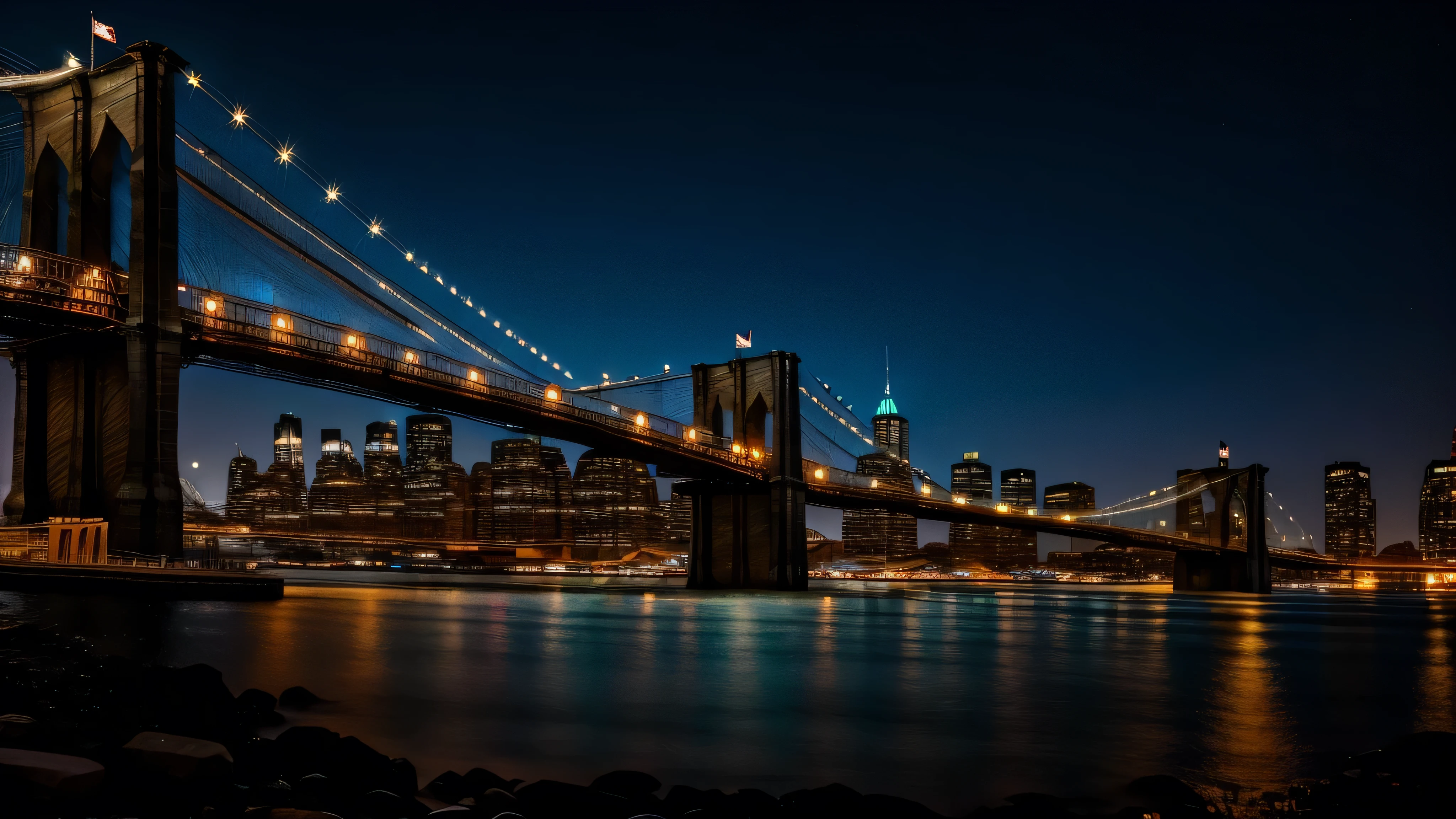 Brooklyn bridge background starly night shine bright8K RAW Photography