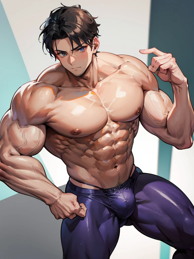 muscle hunk man wearing lingerie with big bulge