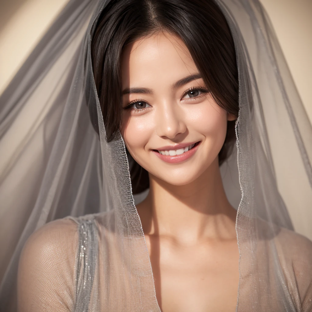 beautiful veiled woman, smiling sweetly