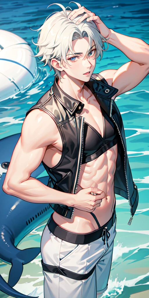 handsome 1boy that looks like a shark