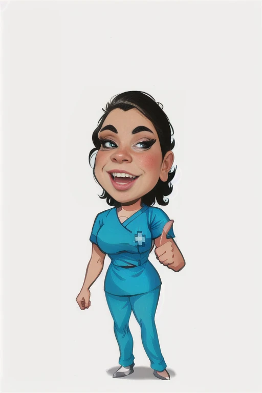 cartoon of a woman in uniform giving a thumbs up, upper body avatar, healthcare professional, caricature style, nurse, Pose, nurse girl, caricature, caricature, surgeon, nurse scrubs, doctor, t - pose, pose, nursing cartoon illustration, small chin (doctor) in cartoon style, costume nurse, caricature!!!, medical doctor, 8k