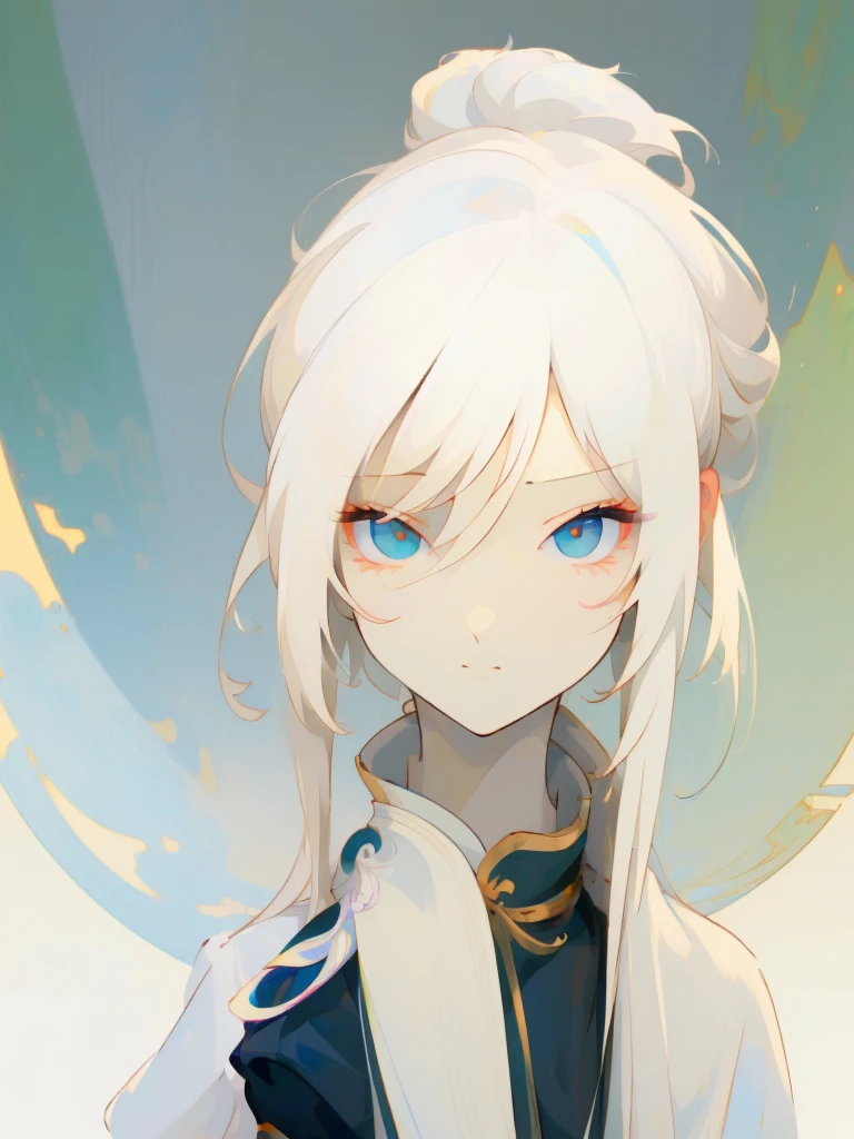 Close-up of a woman with white hair and a white mask, Beautiful character drawings, Gwaiz, artwork in the style of Gwaiz, White-haired God, Jan J, Magnificent and elaborate character art, Amazing character art, Fan Chi, By Wujun Shifan, Gwaiz on pixiv artstation