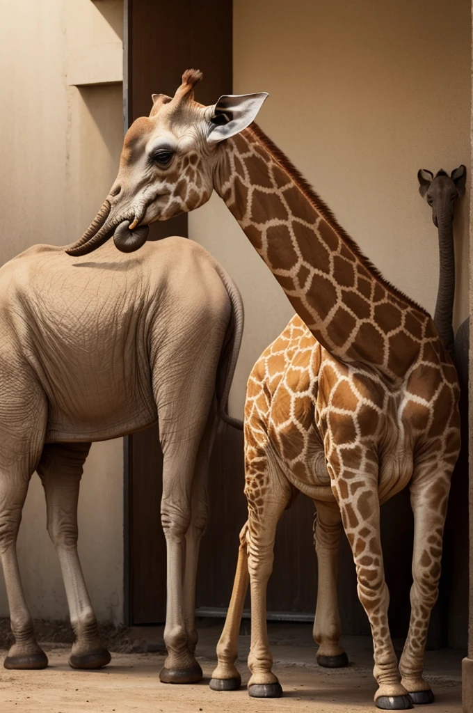 Raise a baby giraffe with an elephant