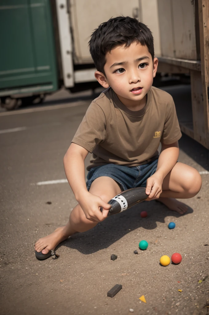A boy playing.