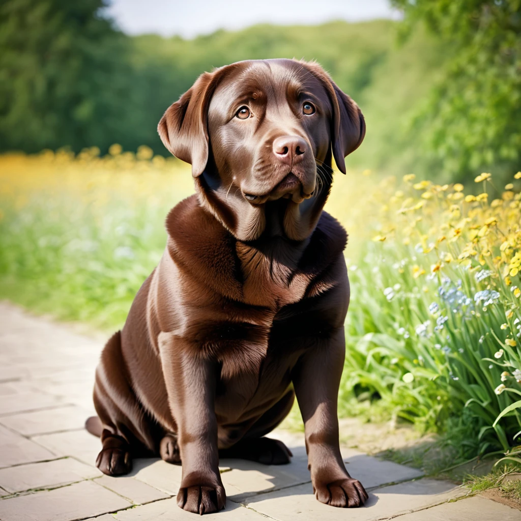 high resolution　high quality　wonderful　Uplifting　　reality　cute　fat　round　Brown Labrador