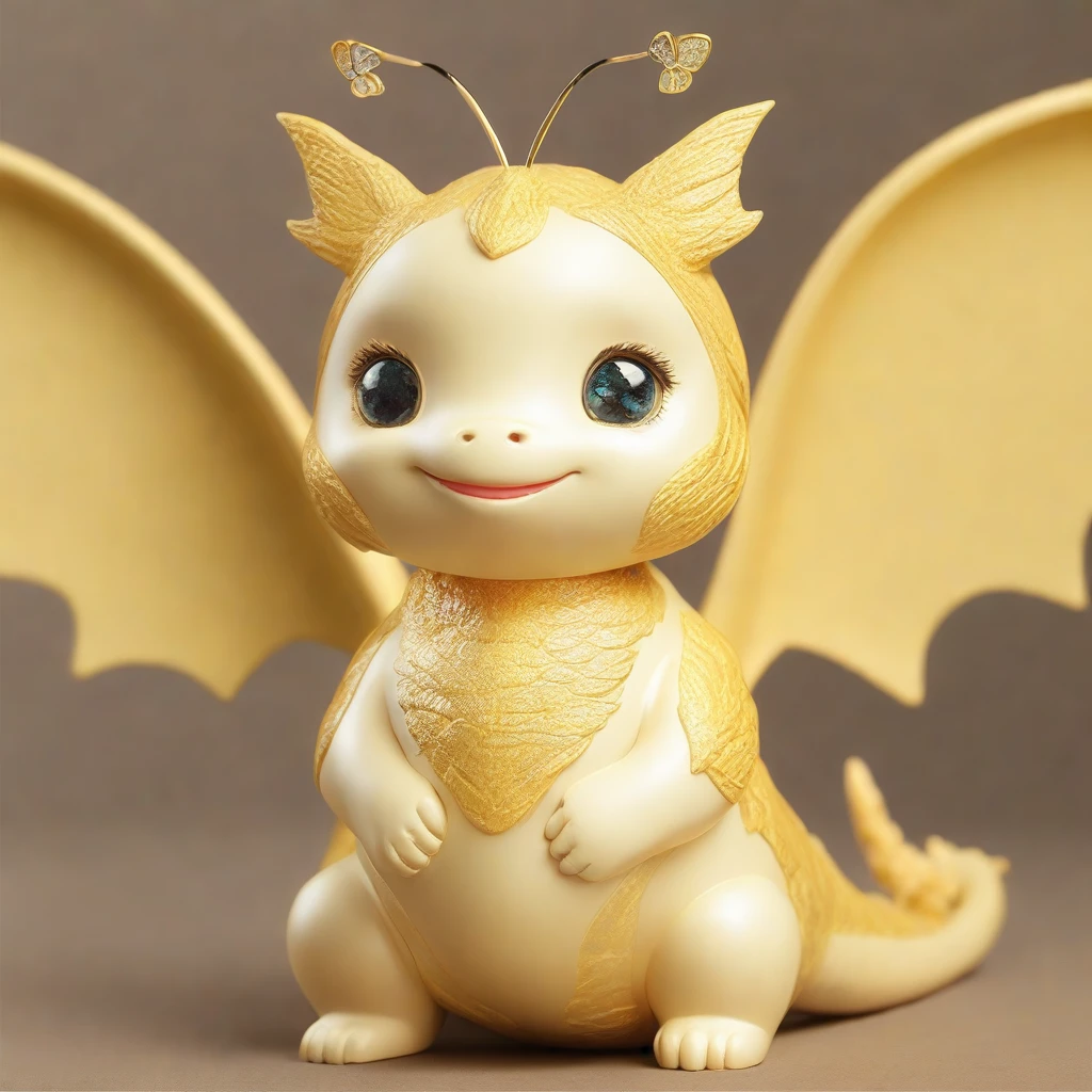 girl dragon with butterfly wings ,children cute dragon, golden dragon,fat body,cute face