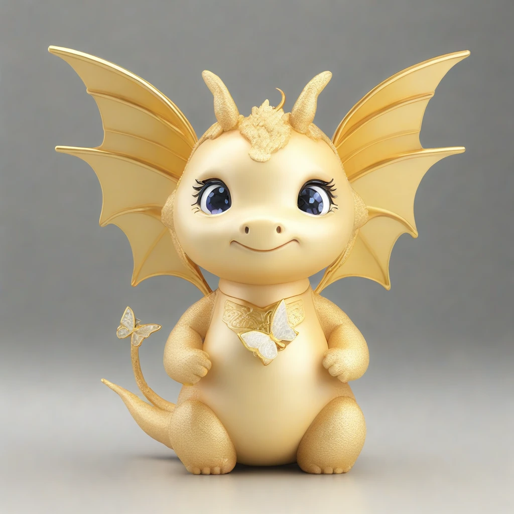 girl dragon with butterfly wings ,children cute dragon, golden dragon,fat body,cute face