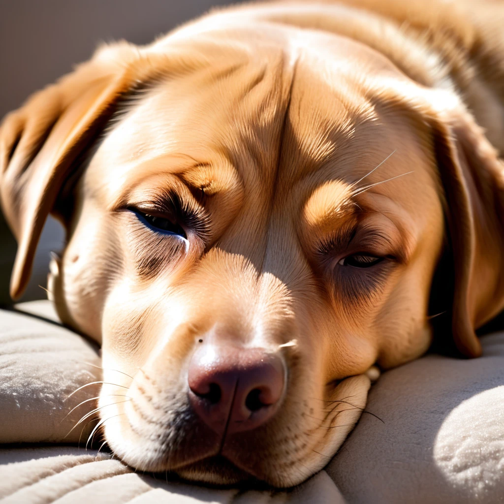 high resolution　high quality　wonderful　Uplifting　　reality　cute　fat　round　Brown Labrador　Adorable　sleeping face