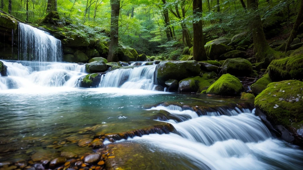 Mysterious Forest、The murmur of a stream、Bouncing splashes