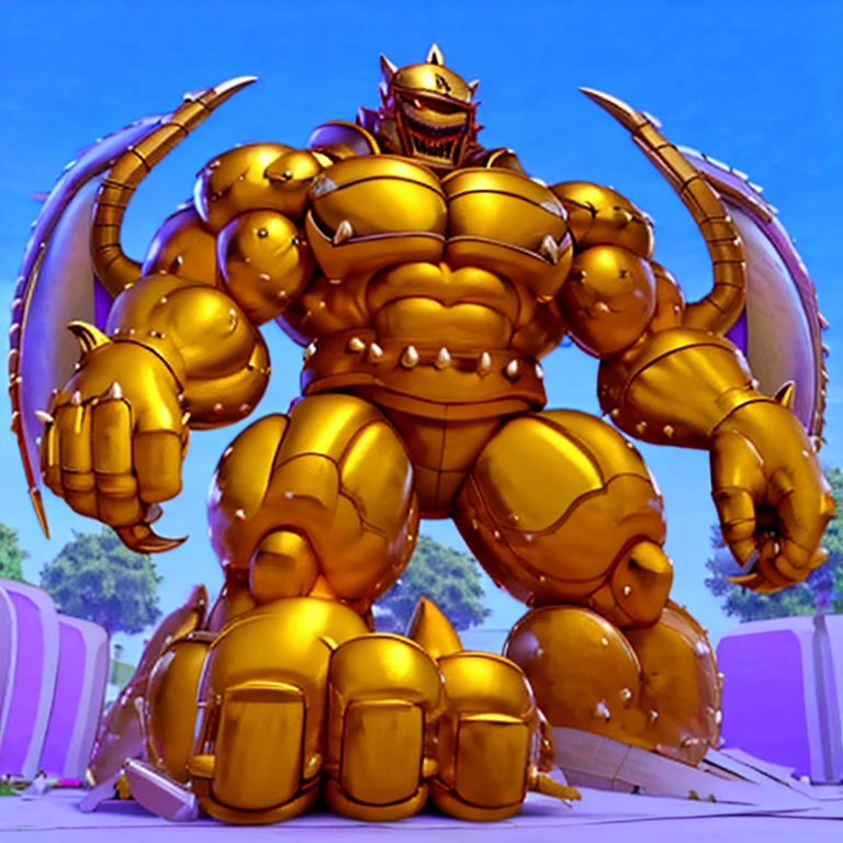 (Solo. masterpiece. official art. 8k. best quality. detailed full body. full body.)
(situation 1 : dominating Rubeus J. Rubeus J is over 1000 meters long. focus GIANT mechanical Muscular Rubeus J is trampling the city. Looking down. macro. stomp. Low-angle perspective. emphasizing the immense size. He is much bigger than a skyscraper. Giga Giants. looking down. foot focus, (soles:1.2))

(situation 2 :smoke and flames rising from the destruction in the city)

(Additional details 1: wearing a full-face helmet. golden armor. Armored Flazzard. Armored_Flazzard. high-tech bio-mecha armor. real texture material. whole body shines like metal.). 

(Additional details 2: (Detailed head. Detailed Body. Detailed abs. gigantic muscles. HYPER MUSCLES. Gigachad Muscular. big muscle. pecs. triceps. traps. unusually developed muscular body. body full of huge muscles. showing off muscles. pectorales enormes. Exaggeratedly huge muscles. huge muscles. long legs.).

(Additional details 3: Spread wings. It has wings. have big wings. The claws are sharp. Sharp teeth).