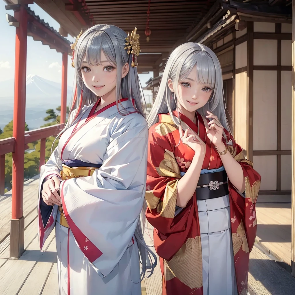 ((8K, RAW Photos, Highest quality, masterpiece)),((Showing the kimono from the obi up：1.5)), High-resolution RAW color photos、

Professional close-up photography, (Realistic, フォトrealism: 1.37), 

(Highest quality), (Best Shadow), (Best illustrations),

High-quality images、Skin Radiance、Texture of skin and clothing、

Expression of fine eyes、Shiny Hair,Long Hair Girl, Manga inspired by Lee Jong-suk, 

Trending on deviantart, realism, detailed manga style, Manga art style,

Perfect Line Drawing, Beautiful line art, digital manga art girl, K-POPアイドル,

 Beautiful brown eyes, Fuller lips, Gorgeous face with attention to detail, 

(Cute Smile), attractive, Innocent, (Perfectly detailed face), 

(Detailed and carefully drawn hand) Photorealistic images, Written boundary depth, 

(Japanese style princess cut hairstyle:1.5), 

best quality, masterpiece, New Year, 

 

Three Japanese high-school cute girls, ((looking straight:1.7)), 



((Kimono with strikingly beautiful colorful colors, red, Silver, gold:1.7)),

((white short scarf:1.2)), ((white feather shawl:1.2)), 



((gently smiling:1.7)), 

((upper arms hidden by clothes and hair:1.5)),

(innocent and pure high-school-girls:1.7)



(separately side by side:1.5), 

shrine background, (mount Fuji:1.3), ((snow))

winter(season), (outdoors:1.5)