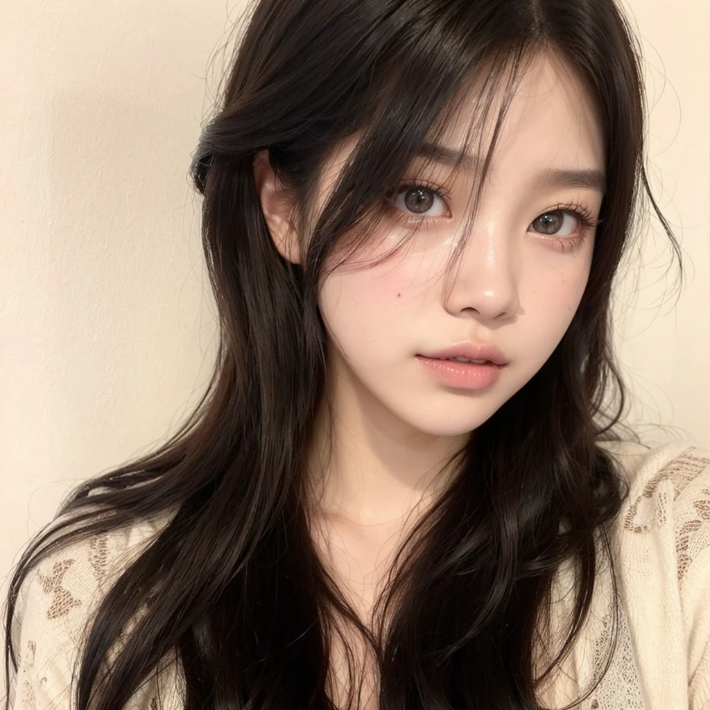 A close up of a girl with good skin, high quality, korean, ulzzang, Korean girl, blackpink, ulzzang girl, wonyoung, blackpink lisa, blackpink jennie