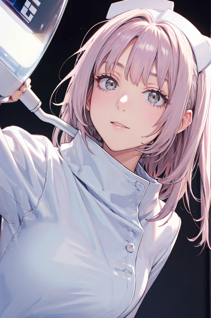 Dentist Woman、Look into the face、Angle from below、throw,White coat、Nurse attire、mask、handle