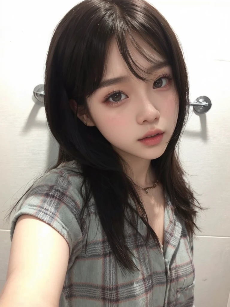 A close up of a girl with good skin, high quality, korean, ulzzang, Korean girl, blackpink, ulzzang girl, wonyoung, blackpink lisa, blackpink jennie