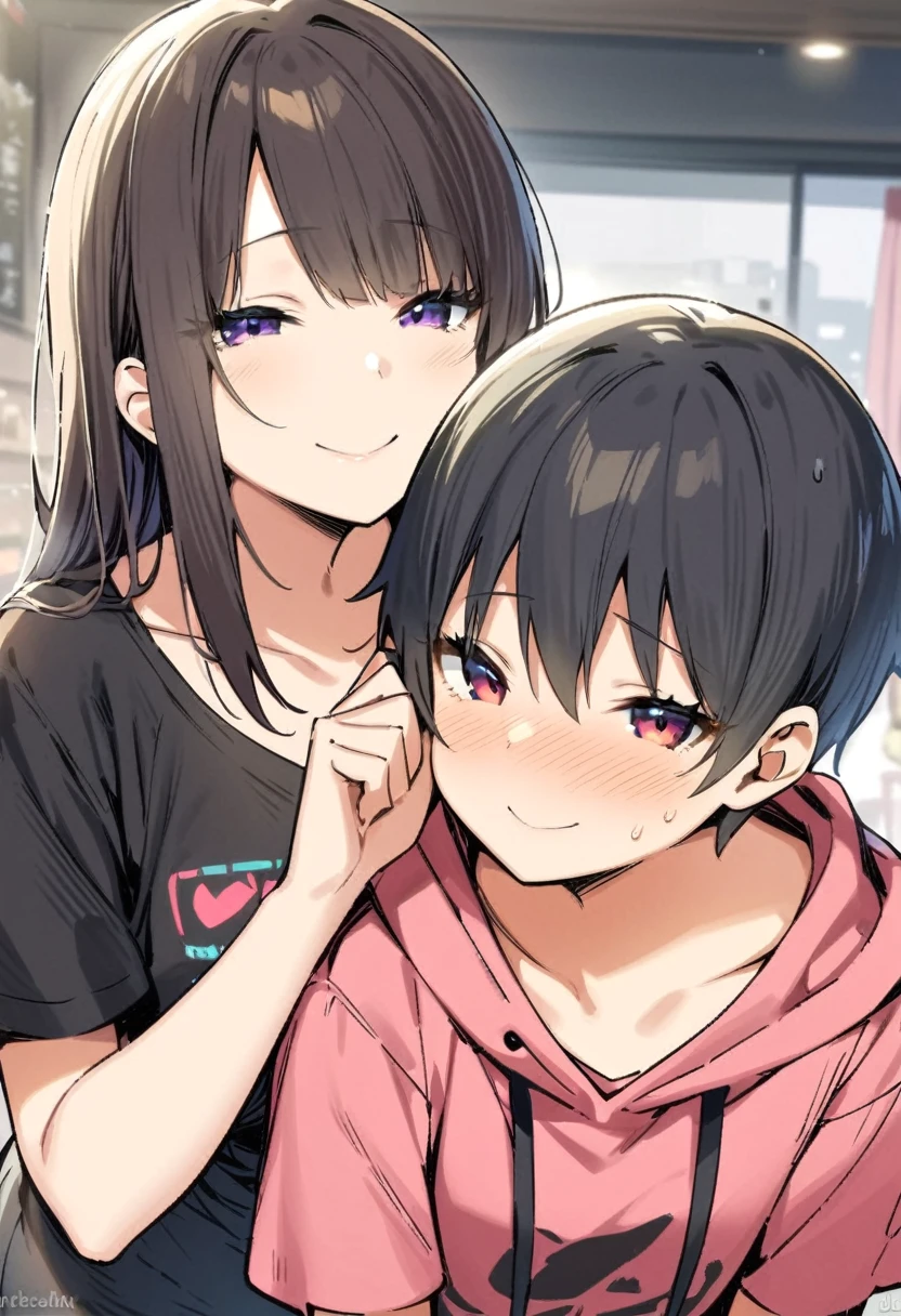 masterpiece, Highest quality, High resolution, ＪＫ,((Two Girls,)),View your viewers, , smile、Blushing、regrettable