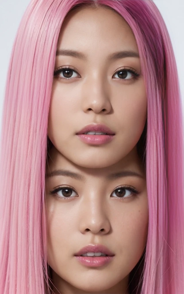 japanese actor, dark-skinned, pink hair, face close up, from under