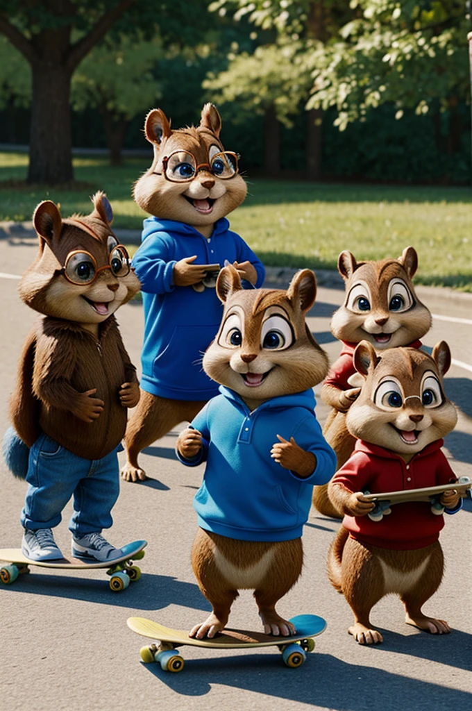 Alvin and the chipmunks on skateboards 