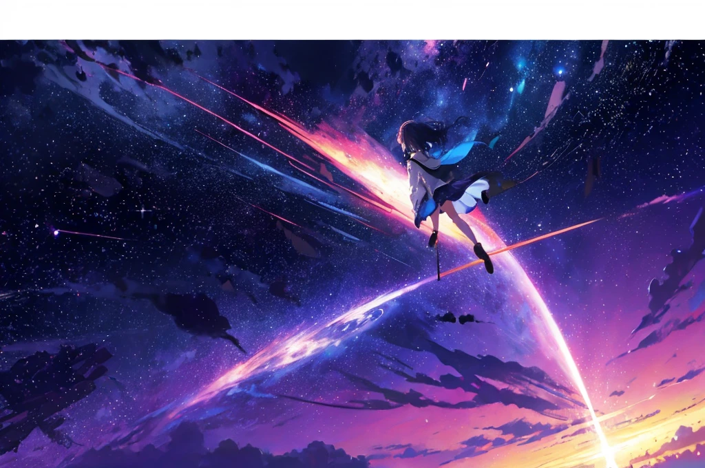 anime - style scene of a beautiful sky with a star and a planet, cosmic skies. by makoto shinkai, anime art wallpaper 4k, anime art wallpaper 4 k, anime art wallpaper 8 k, anime wallpaper 4k, anime wallpaper 4 k, 4k anime wallpaper, anime sky, amazing wallpaper, anime background, heaven planet in background, anime background art, no person